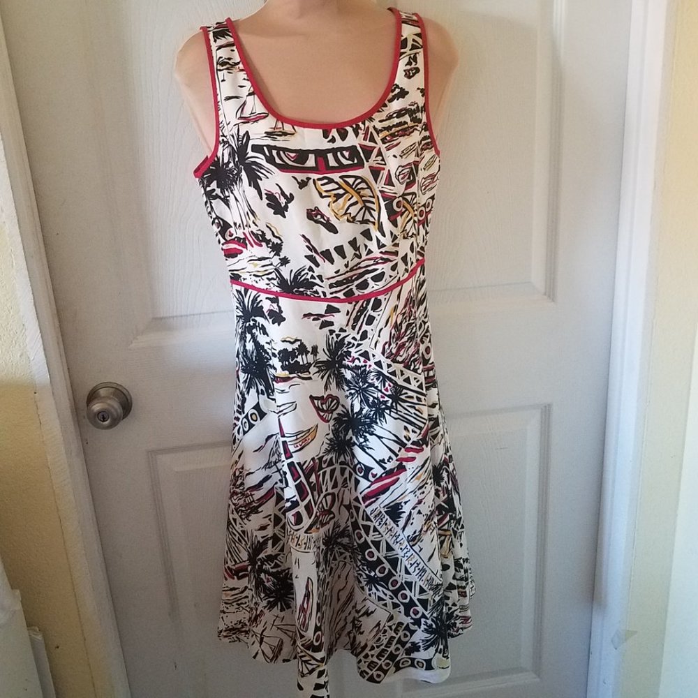 Alexandra Bartlett red/blk fit n flare dress